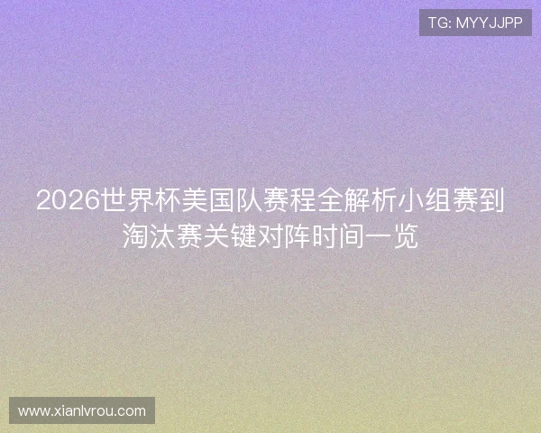 2026世界杯美国队赛程全解析小组赛到淘汰赛关键对阵时间一览